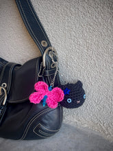 Load image into Gallery viewer, Cat &amp; Dragonfly Crochet Keychain
